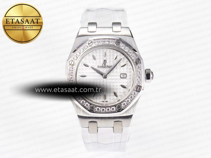 Royal Oak Offshore Ladies 33mm SS DRF Best Edition White Dial Diamonds Bezel on White Rubber Strap ETA Quartz - Görsel 3