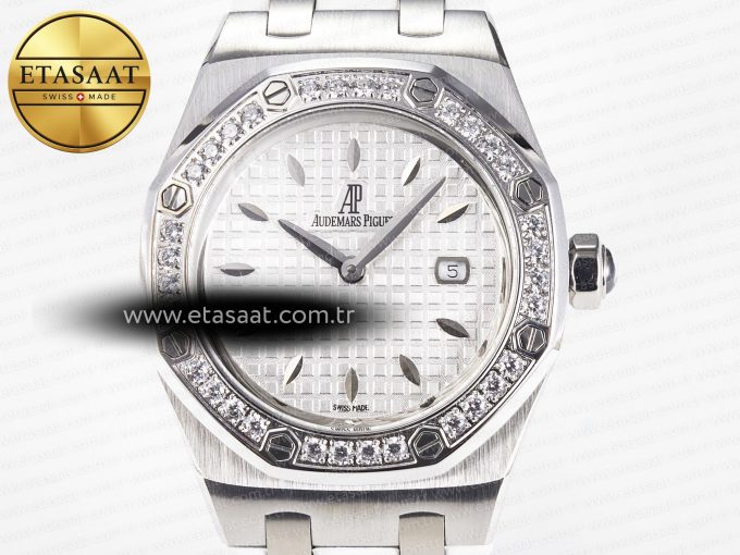 Royal Oak Offshore Ladies 33mm SS DRF Best Edition White Dial Diamonds Bezel on White Rubber Strap ETA Quartz - Görsel 4