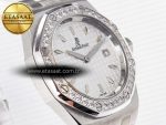 Royal Oak Offshore Ladies 33mm SS DRF Best Edition White Dial Diamonds Bezel on White Rubber Strap ETA Quartz - Görsel 5