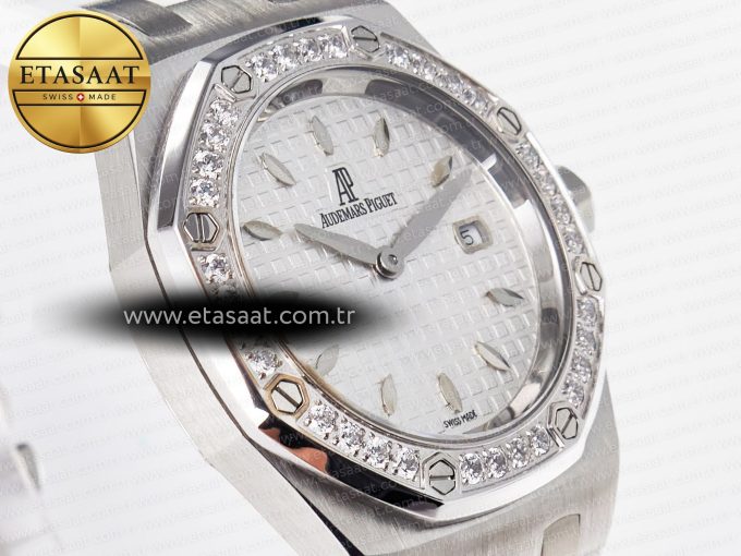 Royal Oak Offshore Ladies 33mm SS DRF Best Edition White Dial Diamonds Bezel on White Rubber Strap ETA Quartz - Görsel 5