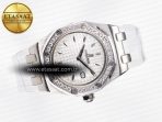 Royal Oak Offshore Ladies 33mm SS DRF Best Edition White Dial Diamonds Bezel on White Rubber Strap ETA Quartz - Görsel 8
