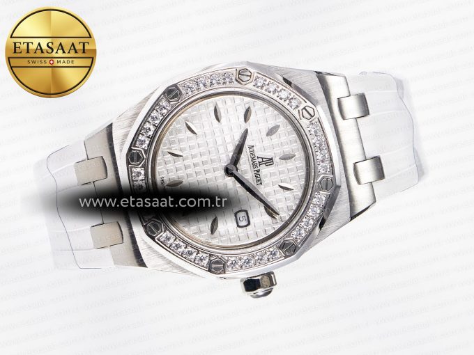 Royal Oak Offshore Ladies 33mm SS DRF Best Edition White Dial Diamonds Bezel on White Rubber Strap ETA Quartz - Görsel 8