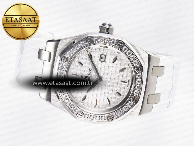 Royal Oak Offshore Ladies 33mm SS DRF Best Edition White Dial Diamonds Bezel on White Rubber Strap ETA Quartz - Görsel 9