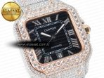 Santos De 40mm TWF 1:1 Best Edition Black Diamond Dial SS/RG Dia/Rmn A2824 - Görsel 5