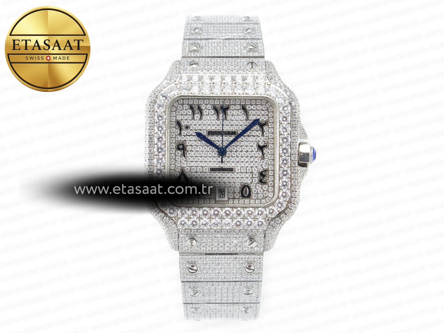 Santos De 40mm TWF 1:1 Best Edition Black Diamond Dial SS/SS A2824 - Görsel 3