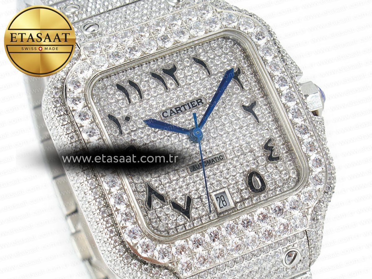 Santos De 40mm TWF 1:1 Best Edition Black Diamond Dial SS/SS A2824 - Görsel 5