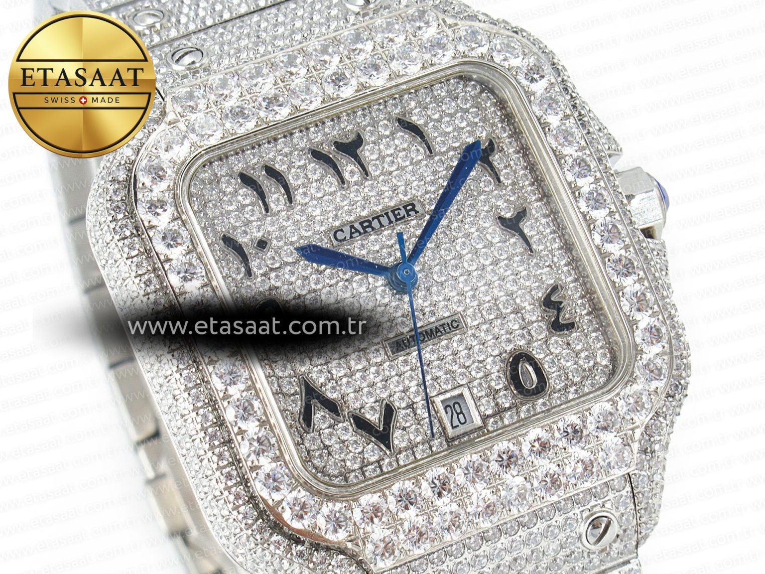 Santos De 40mm TWF 1:1 Best Edition Black Diamond Dial SS/SS A2824 - Görsel 5