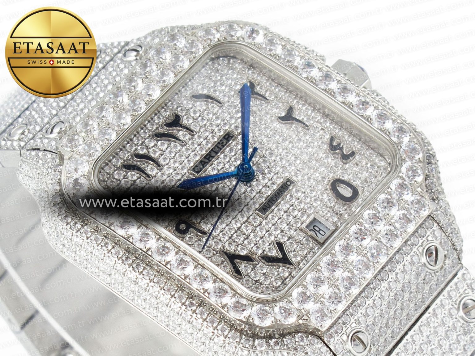 Santos De 40mm TWF 1:1 Best Edition Black Diamond Dial SS/SS A2824 - Görsel 7