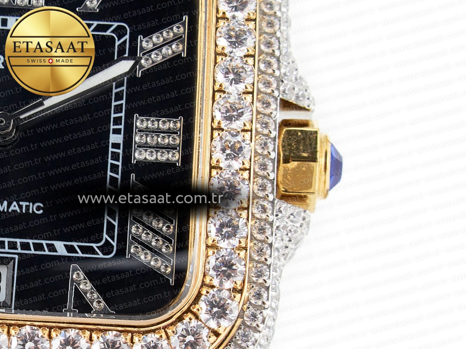 Santos De 40mm TWF 1:1 Best Edition Black Diamond Dial SS/YG Dia/Rmn A2824 - Görsel 11