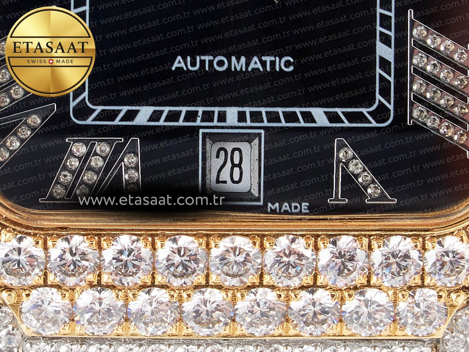 Santos De 40mm TWF 1:1 Best Edition Black Diamond Dial SS/YG Dia/Rmn A2824 - Görsel 12