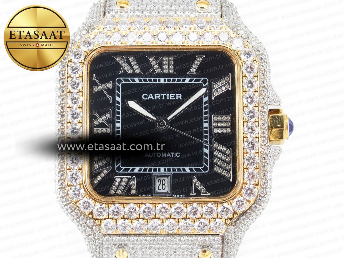 Santos De 40mm TWF 1:1 Best Edition Black Diamond Dial SS/YG Dia/Rmn A2824 - Görsel 4