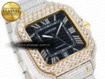 Santos De 40mm TWF 1:1 Best Edition Black Diamond Dial SS/YG Dia/Rmn A2824 - Görsel 5