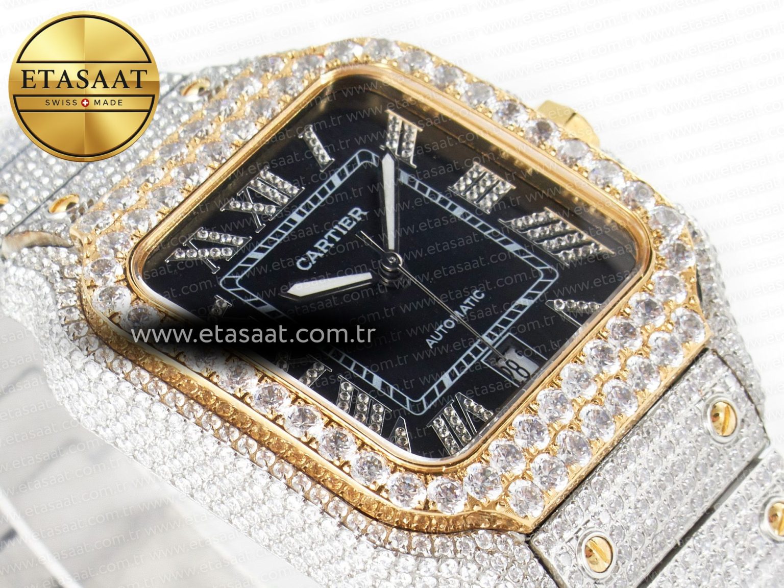 Santos De 40mm TWF 1:1 Best Edition Black Diamond Dial SS/YG Dia/Rmn A2824 - Görsel 7