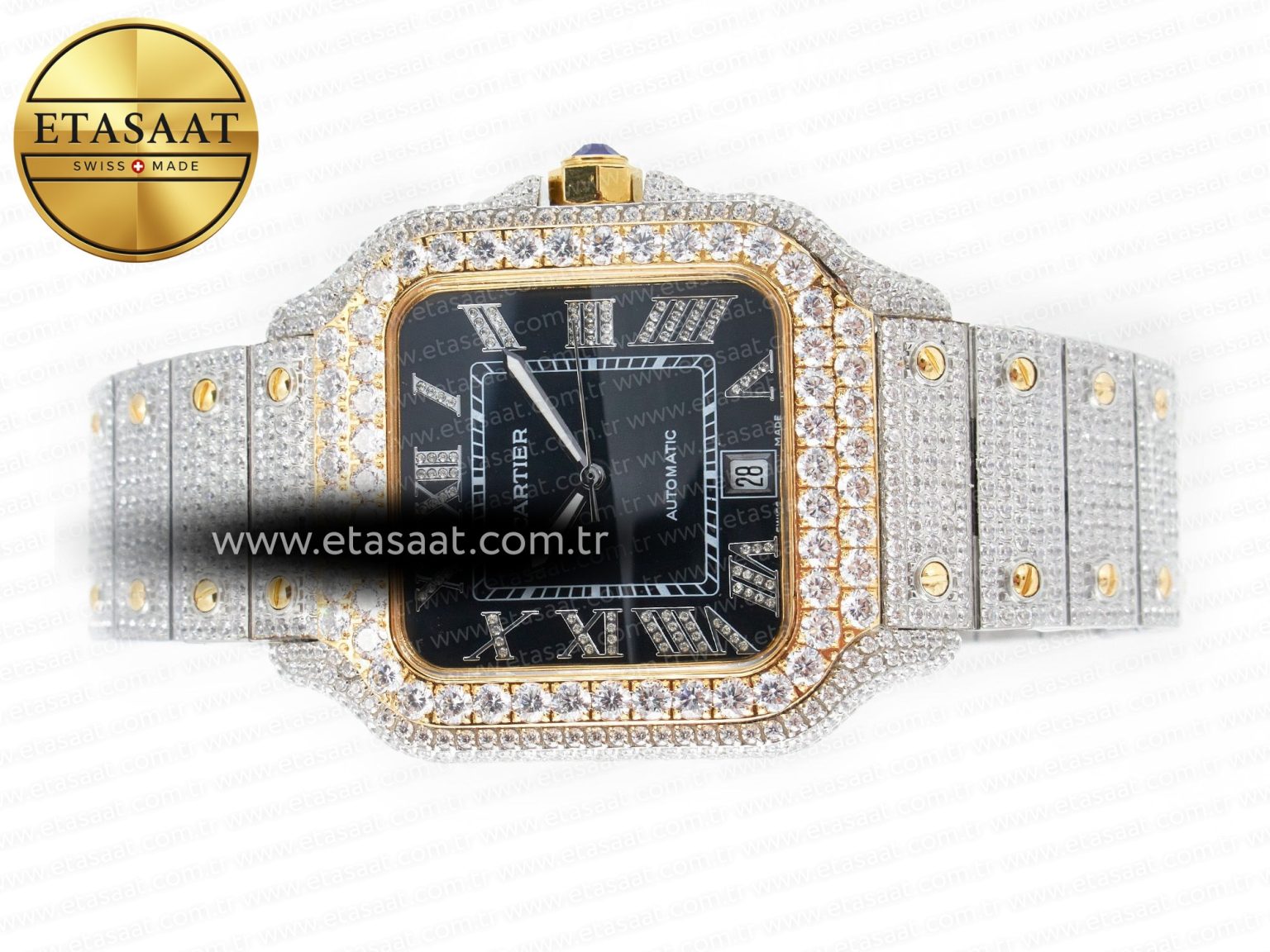 Santos De 40mm TWF 1:1 Best Edition Black Diamond Dial SS/YG Dia/Rmn A2824 - Görsel 9