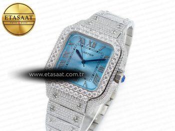 Santos De 40mm TWF 1:1 Best Edition Blue Dial SS/SS Dia/Rmn A2824