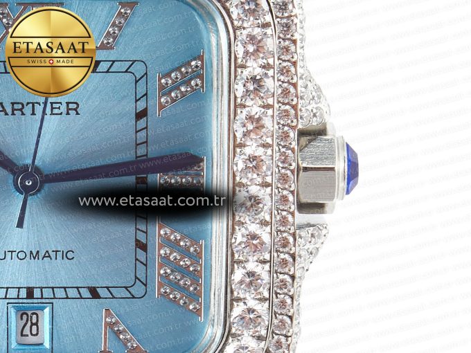 Santos De 40mm TWF 1:1 Best Edition Blue Dial SS/SS Dia/Rmn A2824 - Görsel 11