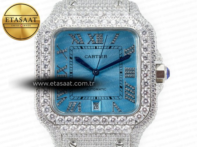 Santos De 40mm TWF 1:1 Best Edition Blue Dial SS/SS Dia/Rmn A2824 - Görsel 4