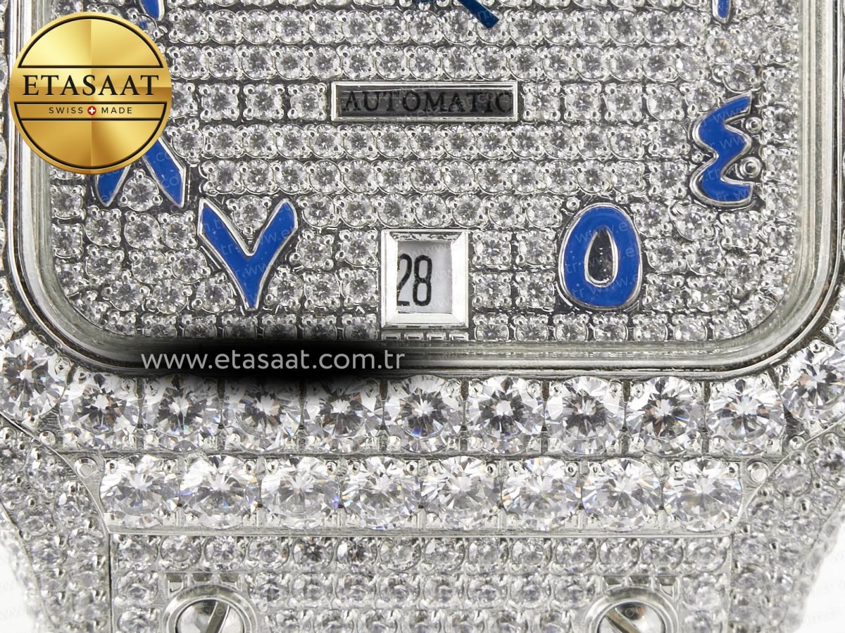 Santos De 40mm TWF 1:1 Best Edition Blue Diamond Dial SS/SS A2824 - Görsel 12