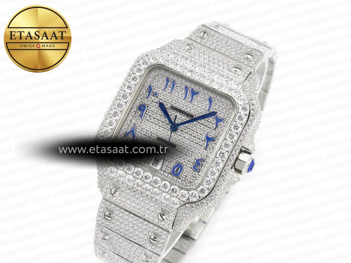 Santos De 40mm TWF 1:1 Best Edition Blue Diamond Dial SS/SS A2824 - Görsel 2