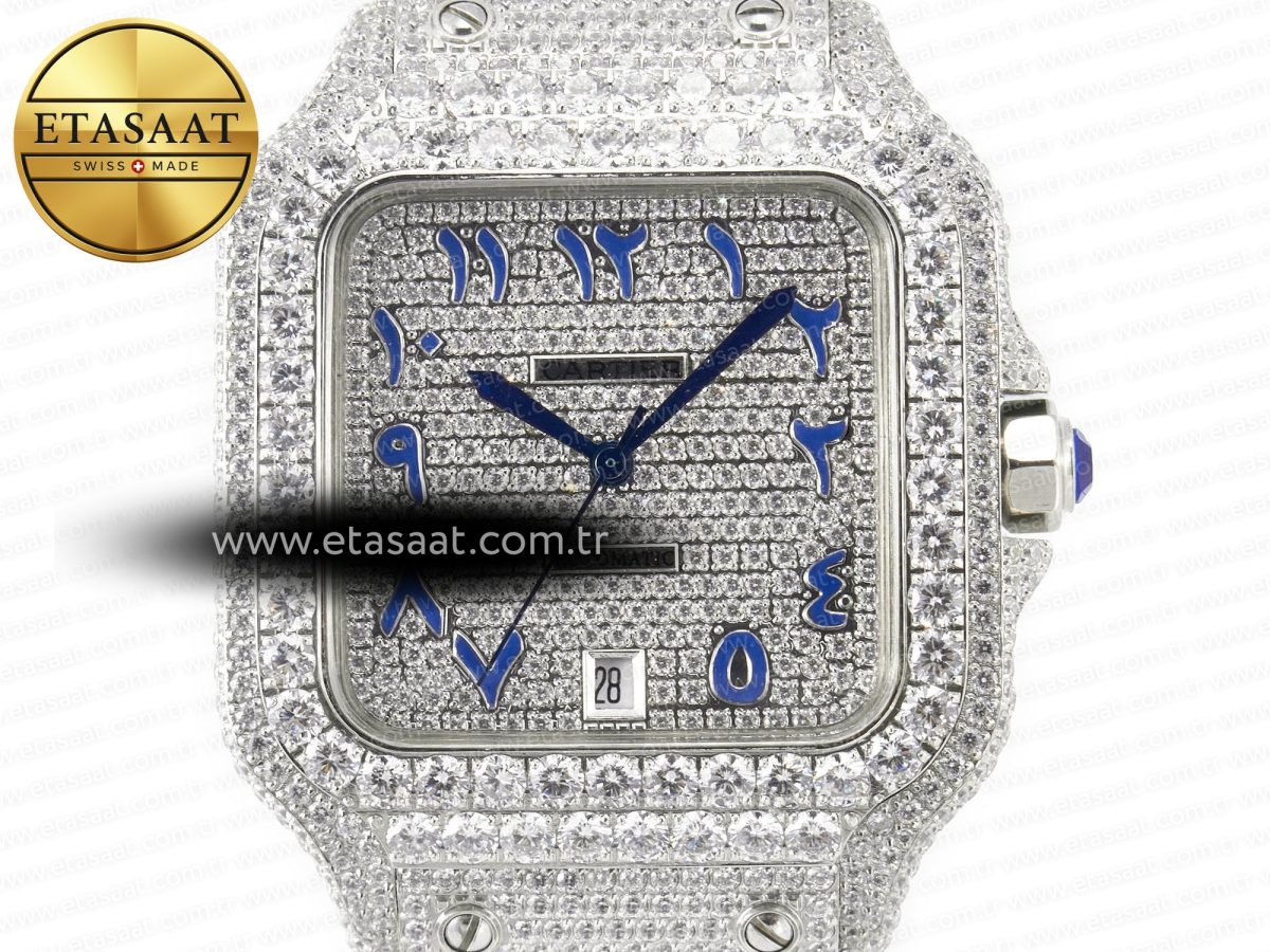 Santos De 40mm TWF 1:1 Best Edition Blue Diamond Dial SS/SS A2824 - Görsel 4