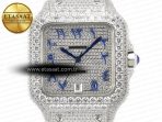 Santos De 40mm TWF 1:1 Best Edition Blue Diamond Dial SS/SS A2824 - Görsel 4