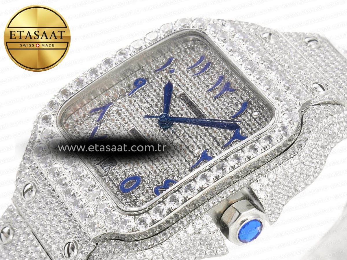 Santos De 40mm TWF 1:1 Best Edition Blue Diamond Dial SS/SS A2824 - Görsel 6