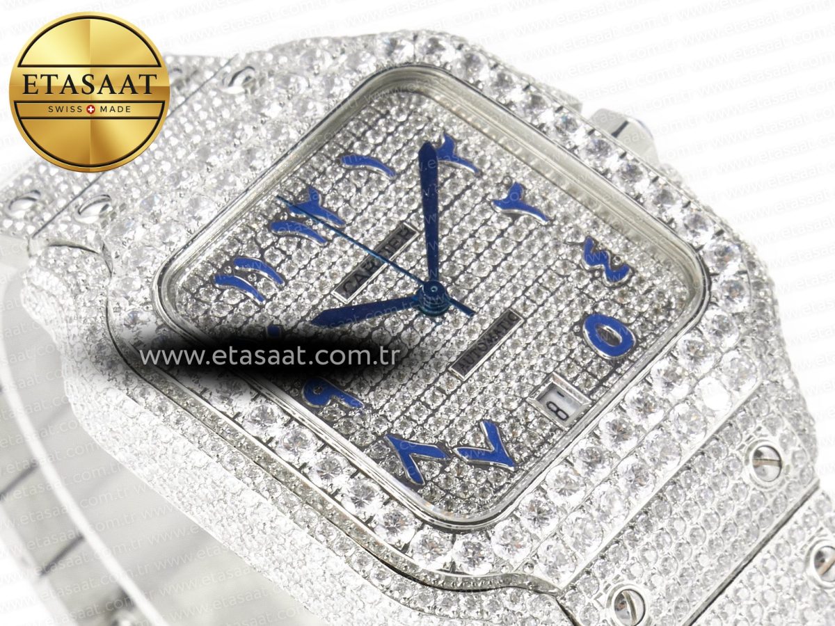 Santos De 40mm TWF 1:1 Best Edition Blue Diamond Dial SS/SS A2824 - Görsel 7