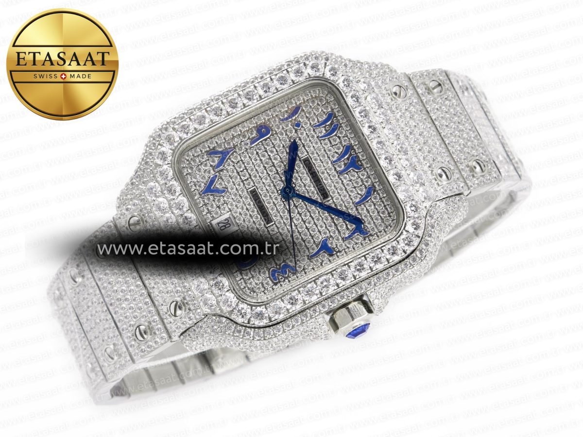 Santos De 40mm TWF 1:1 Best Edition Blue Diamond Dial SS/SS A2824 - Görsel 8