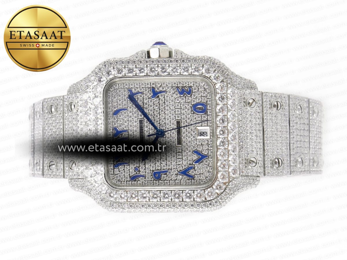 Santos De 40mm TWF 1:1 Best Edition Blue Diamond Dial SS/SS A2824 - Görsel 9