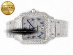 Santos De 40mm TWF 1:1 Best Edition Blue Diamond Dial SS/SS A2824 - Görsel 9
