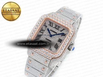 Santos De 40mm TWF 1:1 Best Edition Diamond Dial SS/RG Dia/Rmn A2824