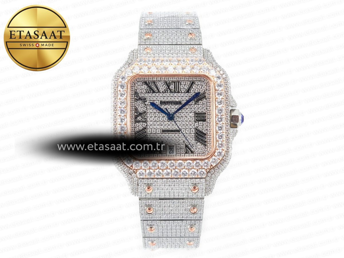 Santos De 40mm TWF 1:1 Best Edition Diamond Dial SS/RG Dia/Rmn A2824 - Görsel 3