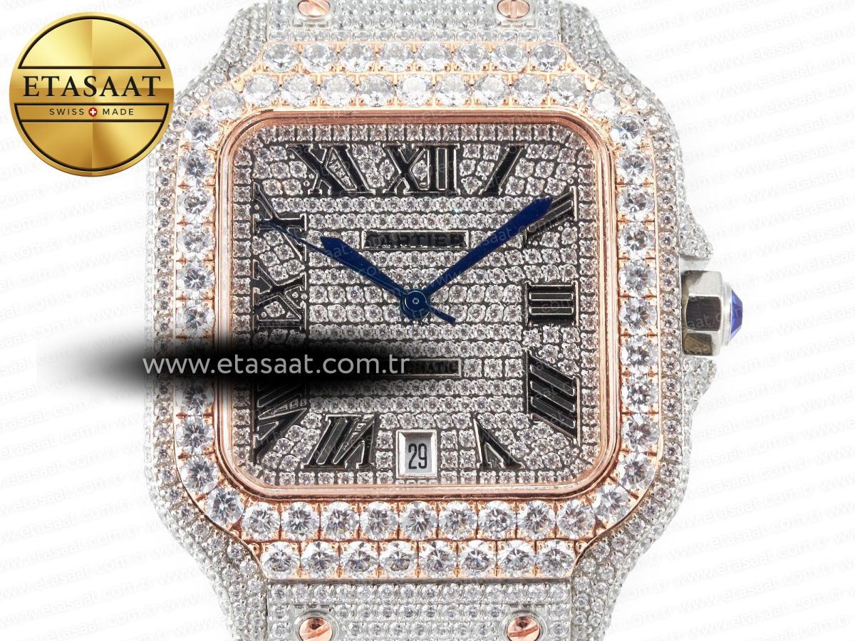 Santos De 40mm TWF 1:1 Best Edition Diamond Dial SS/RG Dia/Rmn A2824 - Görsel 4