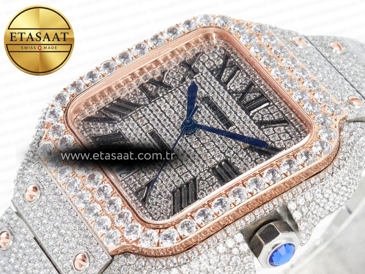 Santos De 40mm TWF 1:1 Best Edition Diamond Dial SS/RG Dia/Rmn A2824 - Görsel 6