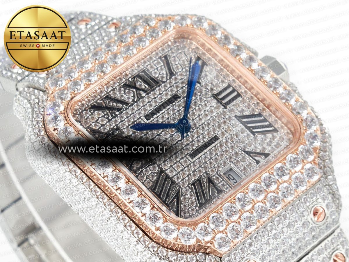 Santos De 40mm TWF 1:1 Best Edition Diamond Dial SS/RG Dia/Rmn A2824 - Görsel 7