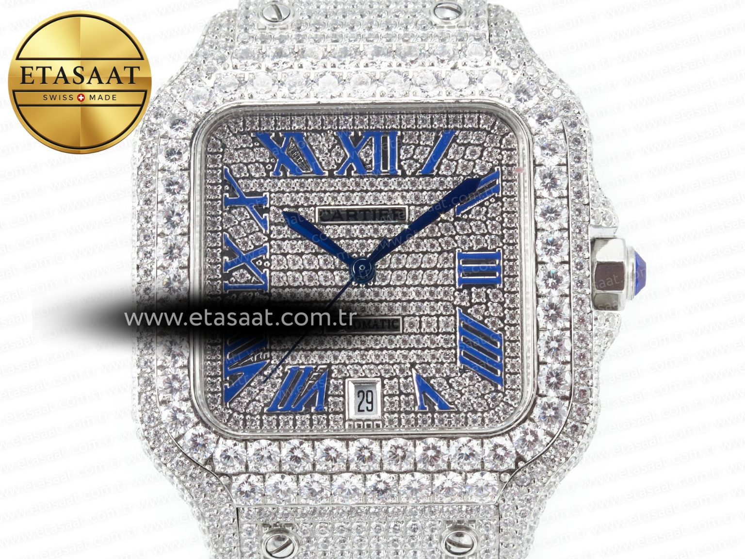 Santos De 40mm TWF 1:1 Best Edition Diamond Dial SS/SS Dia/Rmn A2824 - Görsel 4