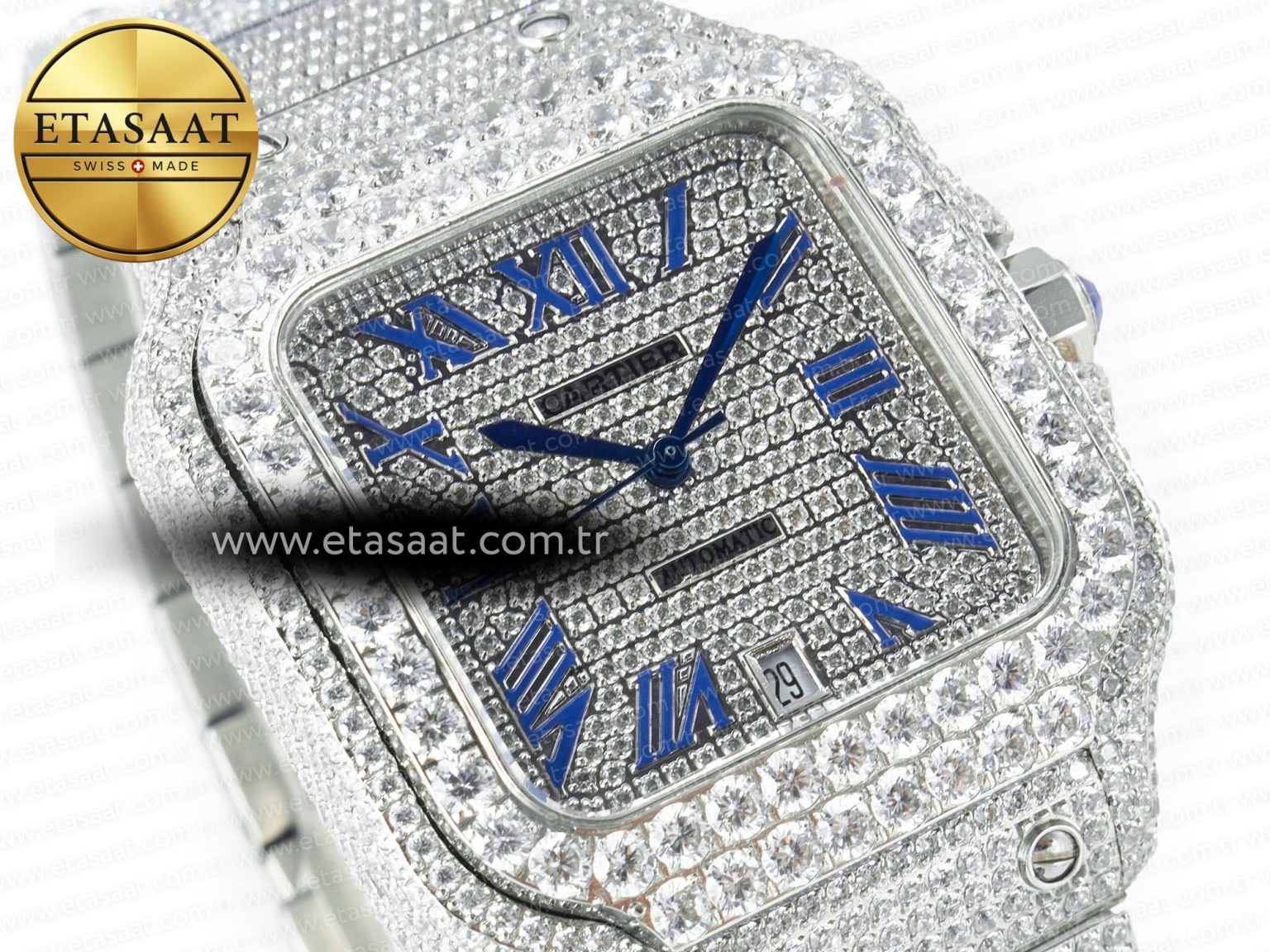Santos De 40mm TWF 1:1 Best Edition Diamond Dial SS/SS Dia/Rmn A2824 - Görsel 5