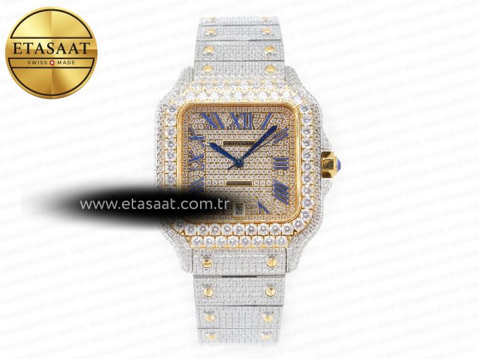 Santos De 40mm TWF 1:1 Best Edition Diamond Dial SS/YG Dia/Rmn A2824 - Görsel 3