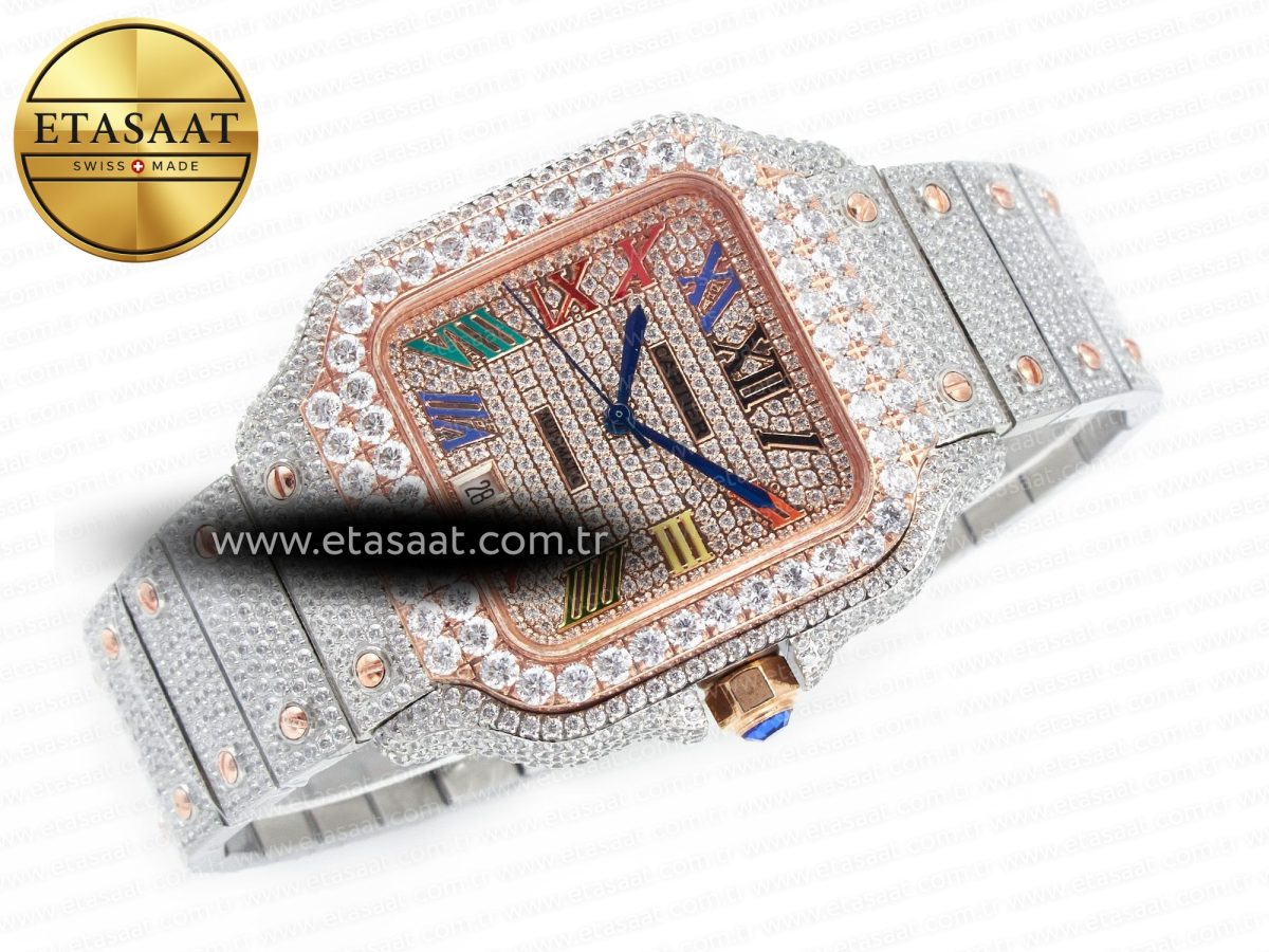 Cartier Santos De  Rainbow Diamond A2824 - Görsel 9
