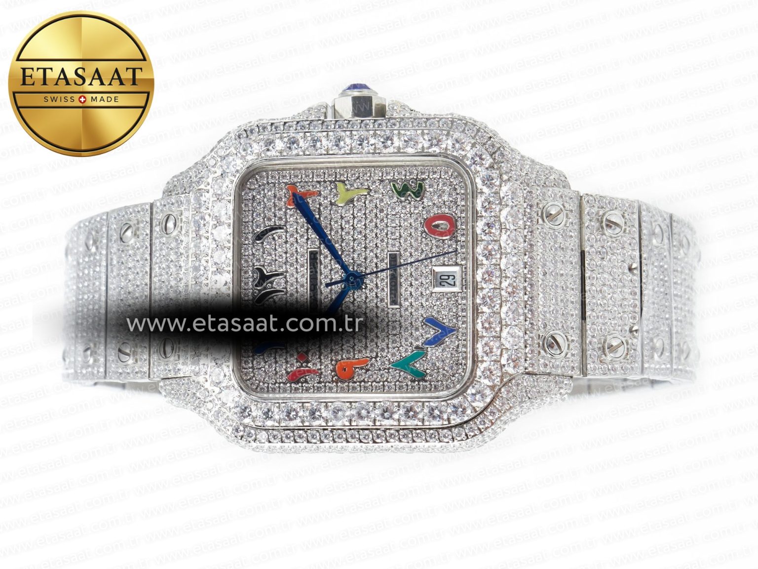 Santos De 40mm TWF 1:1 Best Edition Rainbow Diamond Dial SS/SS A2824 - Görsel 10