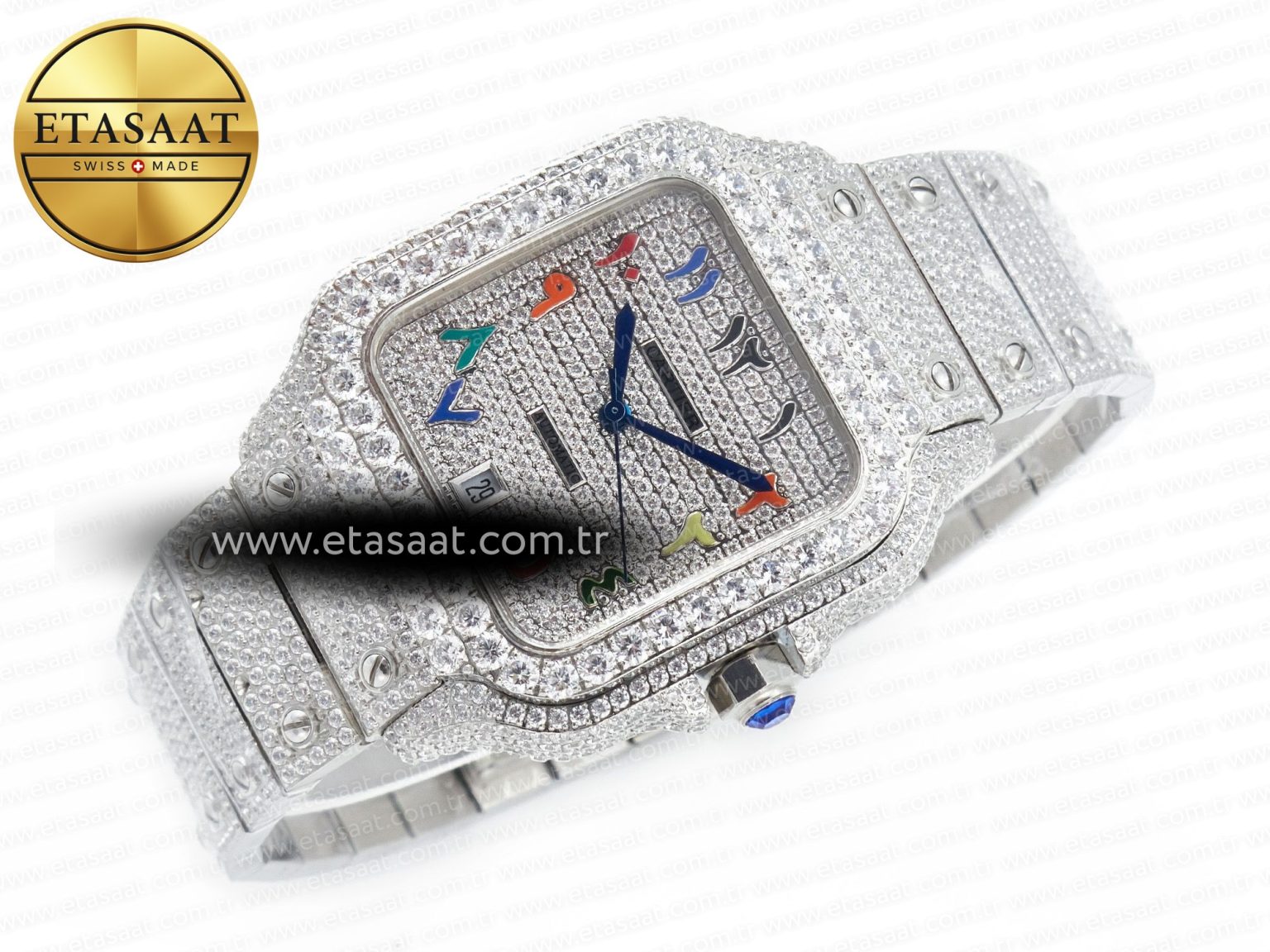 Santos De 40mm TWF 1:1 Best Edition Rainbow Diamond Dial SS/SS A2824 - Görsel 11