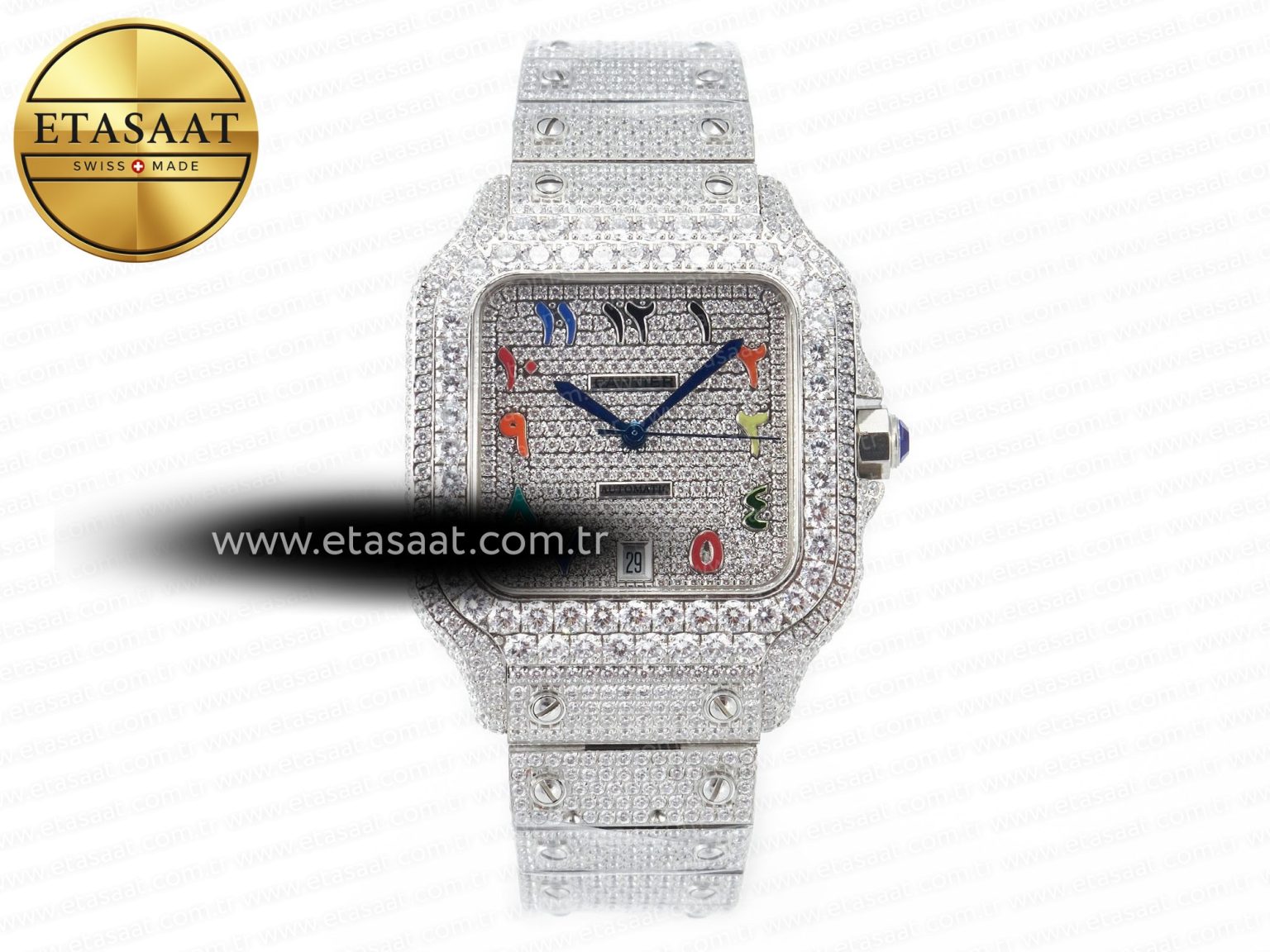 Santos De 40mm TWF 1:1 Best Edition Rainbow Diamond Dial SS/SS A2824 - Görsel 3