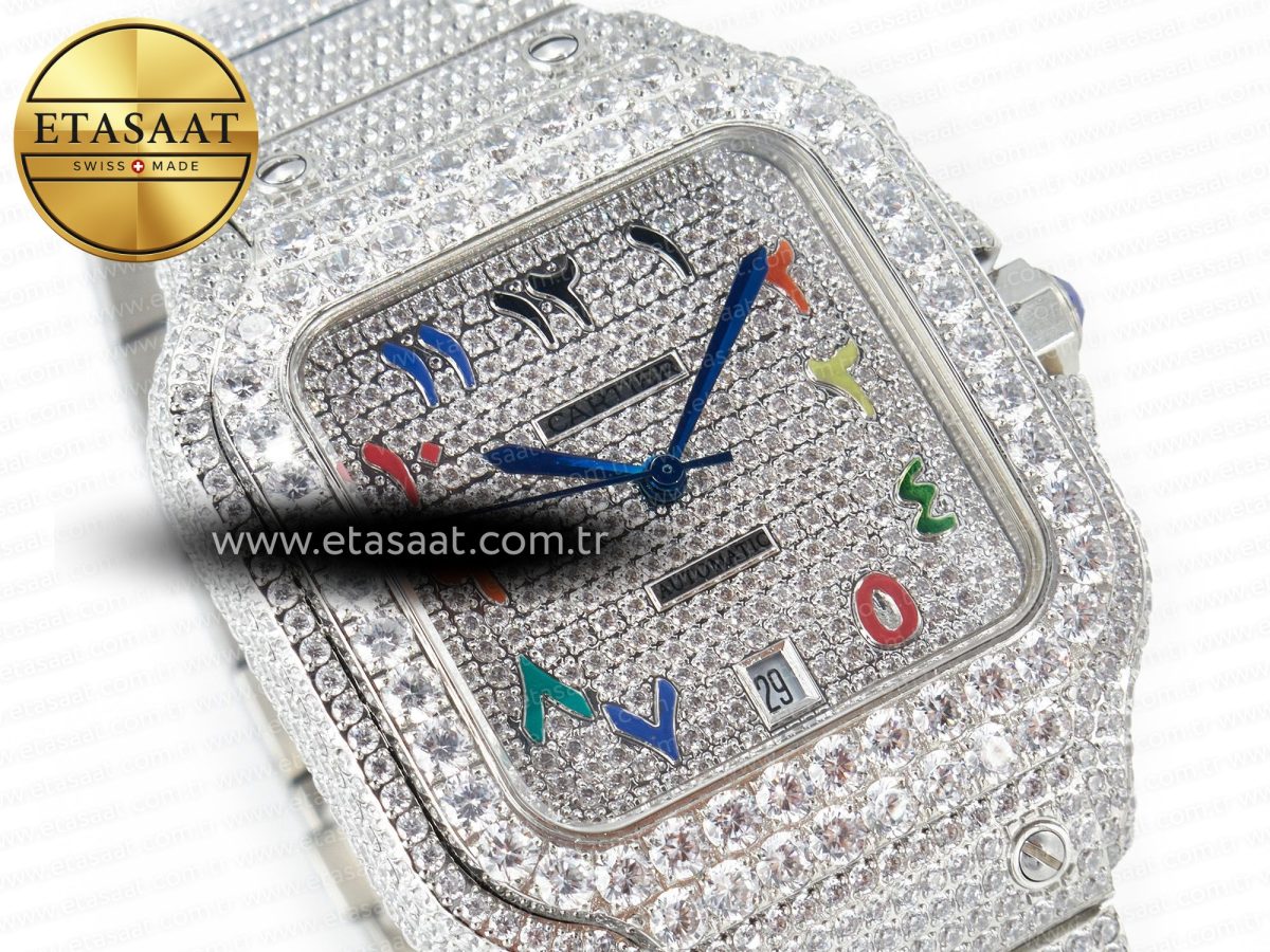 Santos De 40mm TWF 1:1 Best Edition Rainbow Diamond Dial SS/SS A2824 - Görsel 5