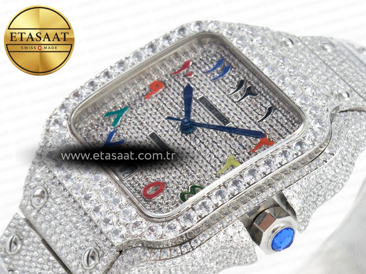 Santos De 40mm TWF 1:1 Best Edition Rainbow Diamond Dial SS/SS A2824 - Görsel 6