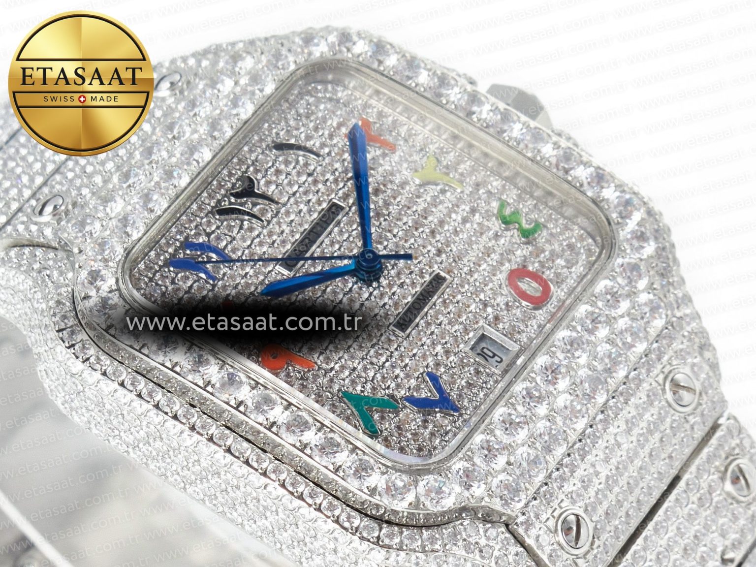 Santos De 40mm TWF 1:1 Best Edition Rainbow Diamond Dial SS/SS A2824 - Görsel 7