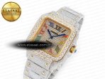 Santos De 40mm TWF 1:1 Best Edition Rainbow Diamond Dial SS/YG Dia/Rmn A2824