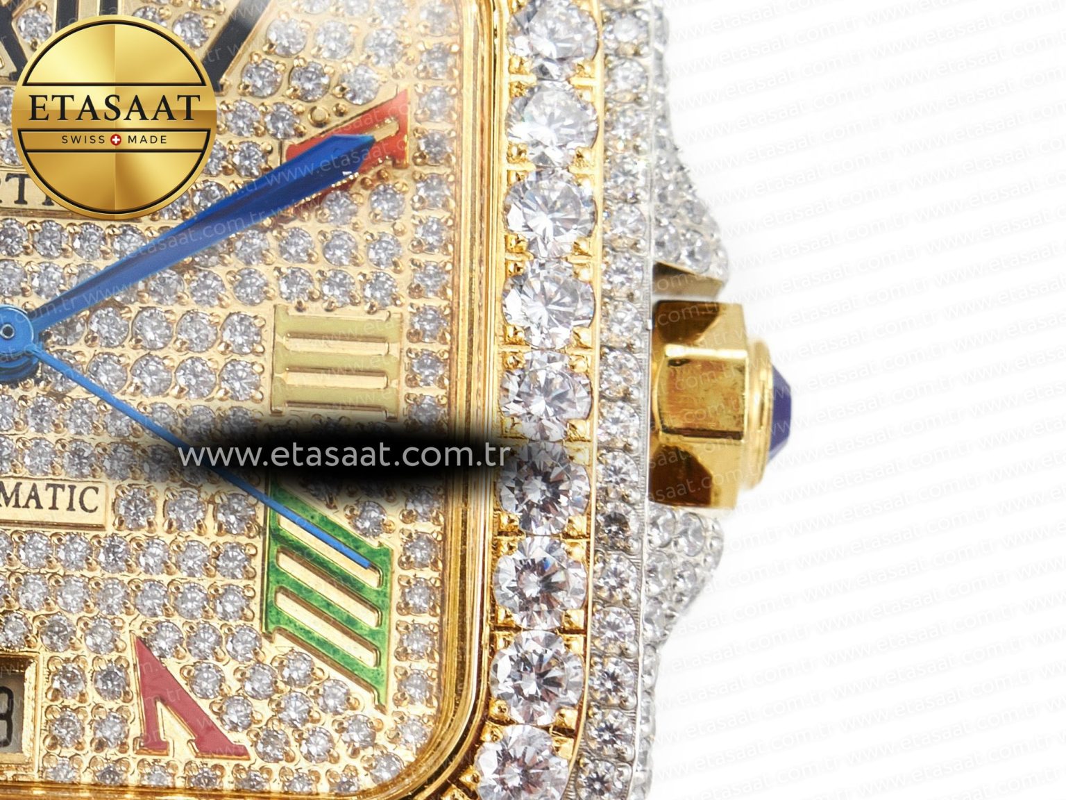 Santos De 40mm TWF 1:1 Best Edition Rainbow Diamond Dial SS/YG Dia/Rmn A2824 - Görsel 11