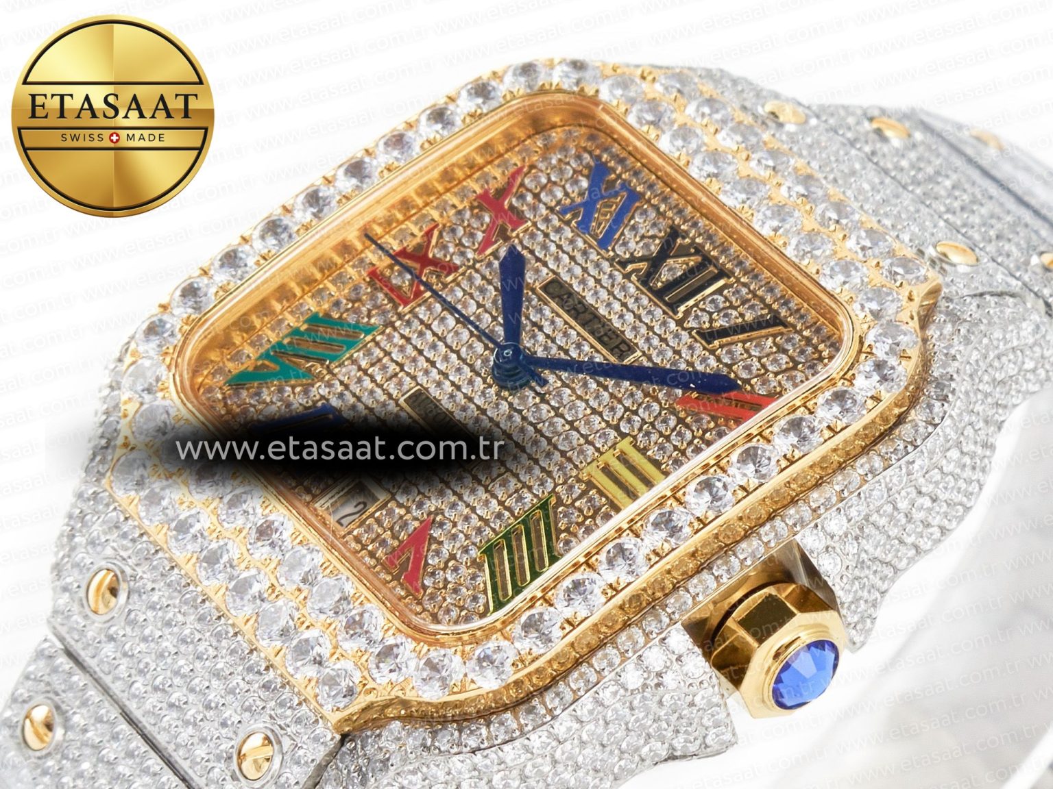 Santos De 40mm TWF 1:1 Best Edition Rainbow Diamond Dial SS/YG Dia/Rmn A2824 - Görsel 6