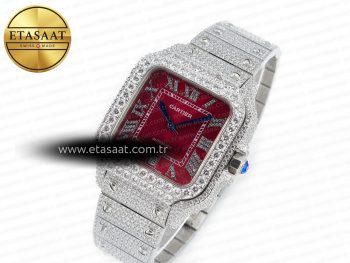 Santos De 40mm TWF 1:1 Best Edition Red Dial SS/SS Dia/Rmn A2824