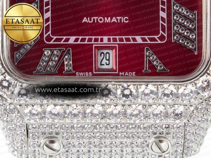 Santos De 40mm TWF 1:1 Best Edition Red Dial SS/SS Dia/Rmn A2824 - Görsel 12